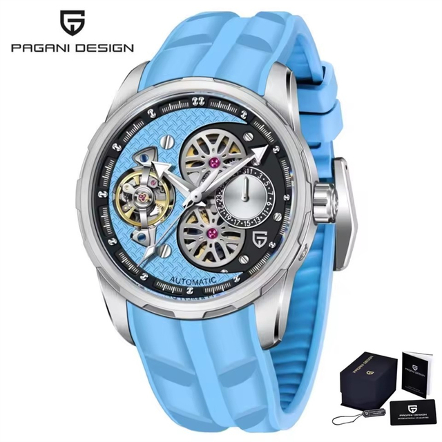 PAGANI DESIGN YS022 Men's Mechanical Watch Tourbillon Skeleton Wristwatch for Men Fluorine Rubber Strap Automatic Watches