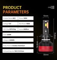 Ampoule de phare LED 200W H4 H7 100W 3570 Chips 6500K 12V 13600lm, compatible universellement, pour Luces Led Para Automovil