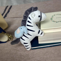 Porte-clés pendentif en peluche personnalisable en coton PP, motif zèbre et cheval, avec ficelle à tirer, petit jouet amusant