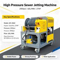 Équipement de nettoyage de canalisations d'égouts municipales à essence 27HP 2900 PSI pour tuyaux de drainage de 50-550 mm