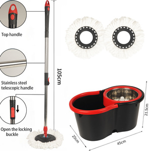 Set <span class=keywords><strong>Mop</strong></span> e Secchio per Pulizia Pavimenti con Manico Estensibile in Acciaio, Materiale in Tessuto, Cestello in Plastica, Utensile Domestico - Product Image 2