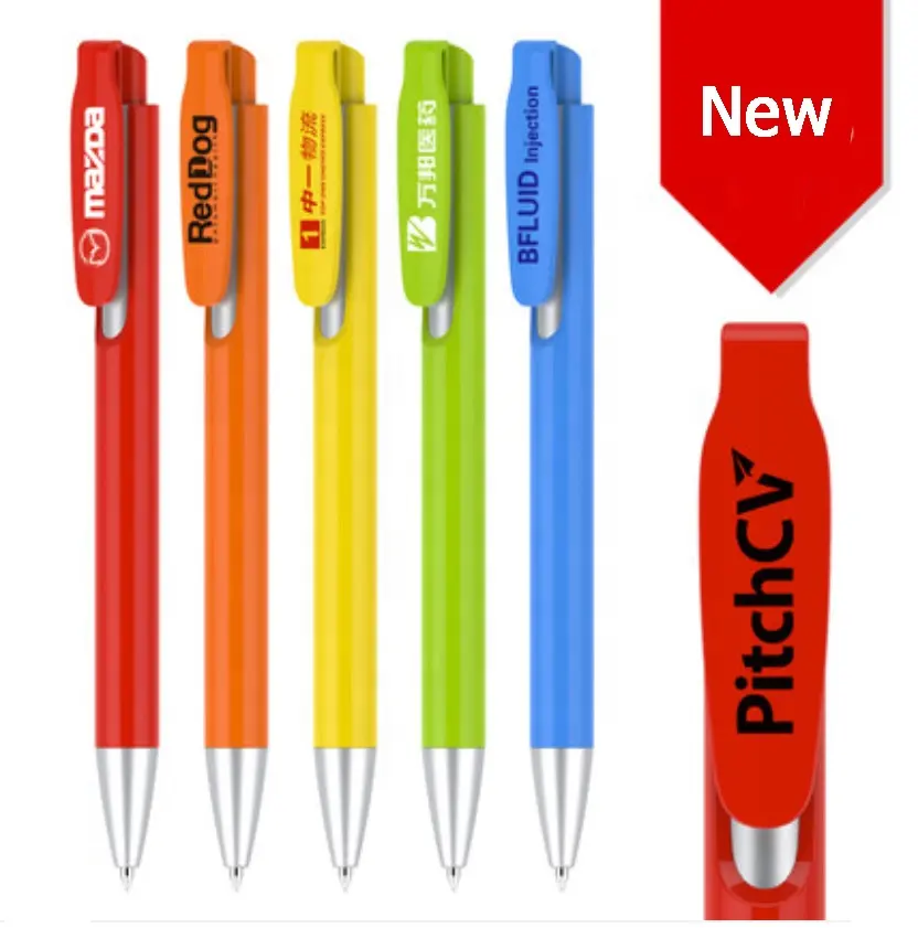 白い空白のプラスチックボールペン広告スローガンペン卸売無料サンプル