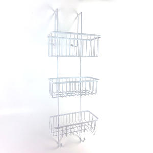 3 Tier Banheiro Armazenamento Cesta De <span class=keywords><strong>Metal</strong></span> Branco Pendurado Chuveiro Caddy Sobre A Porta Do Chuveiro Organizador - Product Image 2