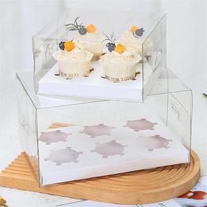 Wholesale Cajas Para Cupcakes Transparent Paper Cake Container Clear Cupcake Box Cup Cake Boxes In Bulk Donut Box 12 Holes