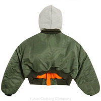 Blouson Bomber d'Hiver Personnalisé pour Homme, Coupe Courte, Style Varsity, en Nylon, Ample, avec Double Fermeture Éclair, Capuche et Style Pilote