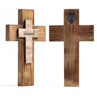 Plaque murale en bois massif de haute qualité avec croix chrétienne, peinte, écologique, objet de collection, pour la décoration intérieure, mariage et Noël