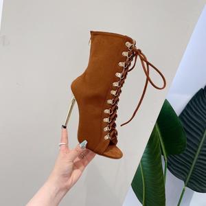 Brown Stiletto Latin Boots Breathable Jazz Rumba Modern Dance Shoes for Women - Product Image 5
