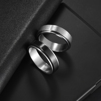 ShuoyeW 6MM Anillo de acero inoxidable Plata Negro Arena Cepillado Mate Básico Giratorio Anillo de acero inoxidable 418