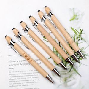 Stylo bille créatif en bambou à écran tactile Maggi, écologique, 4 couleurs, en bois, cadeau d'affaires, logo personnalisé - Product Image 2
