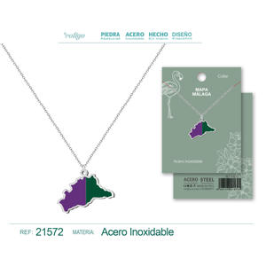 Ciondolo Vintage alla Moda con Mappa di Malaga, Placcato Oro, Catena in Acciaio Argentato, Rame con Diamanti e Perle, Marca Cotigo, Origine Cina, Ideale come Regalo - Product Image 1