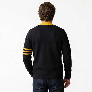 Cardigan en tricot personnalisé brodé pour <span class=keywords><strong>homme</strong></span>, <span class=keywords><strong>pull</strong></span> uniforme à manches longues, <span class=keywords><strong>col</strong></span> en <span class=keywords><strong>V</strong></span> jacquard, tricoté - Product Image 4
