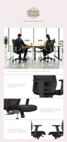 Chaise de bureau ergonomique pivotante en maille BSCI Factory EN1335 Bifma avec support lombaire réglable pour bureau à domicile et espace de coworking