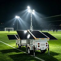 Güneş Enerjisi Ünitesi Treyler Mobil Güneş Enerjili Web Kamerası Kulesi Uzaktan İzleme 3*380W MPPT 12kWh Batarya Dış Mekan İnşaatı