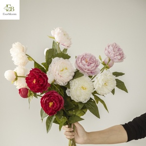 Peony White Pink <strong>Artificial</strong> Silk <strong>Flowers</strong> 3 Heads Preserved Peonies for Wedding Home Decor-for Mother's Day Christmas - Product Image 3