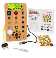 Tableau d'activités Montessori en bois alimenté par USB avec interrupteur LED, jouet sensoriel pour l'apprentissage de la motricité fine des enfants d'âge préscolaire