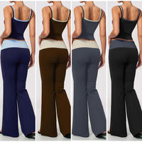 Ensembles d'entraînement deux pièces personnalisables avec logo pour femmes : débardeur dos nageur doux et pantalon de yoga taille haute à jambes larges assorti – Tenues de Pilates