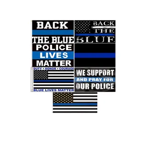 ร้อนขายสองด้านพิมพ์ขนาดที่กำหนดเอง100% โพลีเอสเตอร์บางเส้นสีฟ้าตำรวจชีวิตสีฟ้าเรื่องกลับธงสีฟ้า