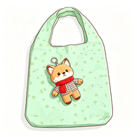 Sac à main en nylon OEM très populaire avec breloque personnalisée en peluche renard, sac à main portable en peluche renard habillé de style dessin animé