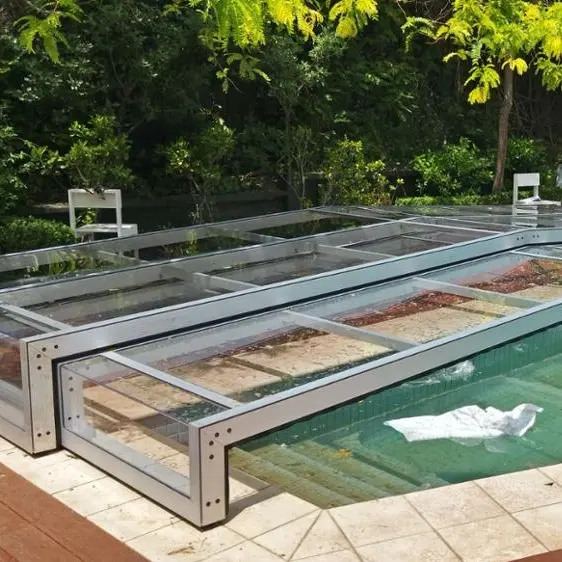 Couverture télescopique de piscine en Polycarbonate pour véranda en aluminium