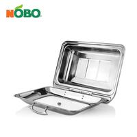 Chauffe-Plat Professionnel Hydraulique à Couvercle Roulant pour Buffet, Réchaud Alimentaire en Acier Inoxydable 9L Rectangulaire, Luxe Doré