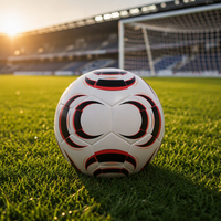 Ballon de football unisexe pour adultes, matériau polyuréthane, blanc/noir/rouge vif, taille 5