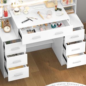 Modern Eco-Friendly <strong>Dressing</strong> <strong>Table</strong> with <strong>LED</strong> Mirror <strong>Light</strong> for Bedroom and Living Room - Product Image 2
