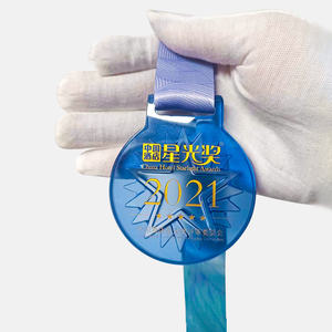 Souvenirs d'événements colorés personnalisé étoile brillante Liuli couleur glaçure médaillons verre cristal Sport médaille - Product Image 3