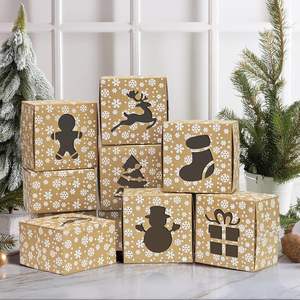 กล่องขนมคริสต์มาสแบบมีหน้าต่างลายเกล็ดหิมะ กล่องกระดาษคราฟท์ขนาดใหญ่สำหรับใส่ขนม ของขวัญวันหยุด ขนมเบเกอรี่ และโดนัท - Product Image 4