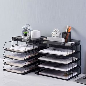 Estante de Pared de Metal con Malla Metálica, Estante de Almacenamiento de Periódicos y Revistas de Cinco Niveles, Estante para Archivos A4, Almacenamiento de Oficina - Product Image 3