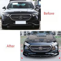 Spoiler Bibir Bumper Depan ABS Piano Black Carbon Fiber untuk Mercedes Benz E Class W214 2024+ E260 E300 AMG Line Body Kit Eksterior