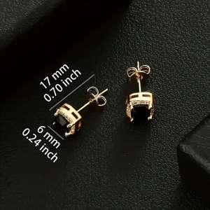 Pendientes de Zirconia Cúbica 5A+ Rectangulares Negros con Tachuelas Cuadradas, Chapados en Oro de 14K, Joyería Estadounidense, Aretes de Hombre, Pendientes de Diamante CZ para Hombre y Mujer - Product Image 5