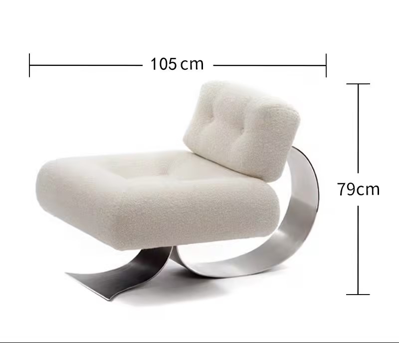 Light Luxury Simple Art Abnormal-Shaped Metal Fishtail Lounge Chair Single Sofa Set for Hotel Villa Living Room Lazy Spades