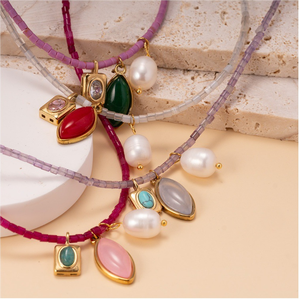 2025จี้สแตนเลสทรงเรขาคณิตทันสมัยสำหรับผู้หญิงสร้อยคอหลากสีสไตล์ลำลอง - Product Image 3