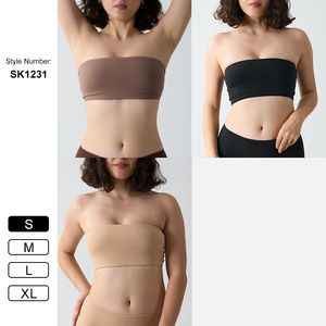 SK1231 Women's Butter <strong>Bra</strong> Strapless One Piece High Elastic <strong>No</strong> Padded Slim <strong>Bra</strong> - Product Image 3