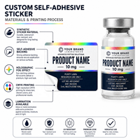 Étiquettes autocollantes personnalisées pour flacons pharmaceutiques, résistantes à la chaleur, écologiques, 3 ml, 5 ml, 10 ml, en acrylique, imperméables, avec hologramme pour laboratoires pharmaceutiques