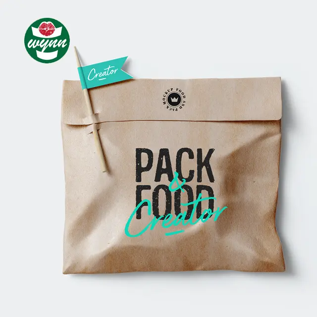 White Brown Biodegradable Food Grade Kraft Paper Bag for food snack nut bread packaging