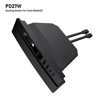 Station d'accueil USB multifonction CE Rohs PD 27W à charge rapide avec port Type-C et câble rétractable pour Tesla Model 3/Y