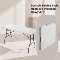 Table à manger pliante moderne de 6 pieds, légère, durable, en plastique HDPE, avec structure en acier, imperméable, pour événements, hôtels, hôpitaux, villas, maison