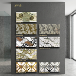 Carreaux muraux décoratifs en céramique de luxe, style arabe, or et argent, 30x60cm, design numérique brillant - Product Image 5