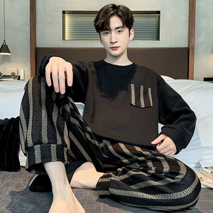 <span class=keywords><strong>Pijamas</strong></span> de Poliéster Elástico y Transpirable para Hombre, Estilo Moderno para Estudiantes, Nueva Llegada Primavera/Otoño 2025, Manga Larga, Alto Atractivo - Product Image 4