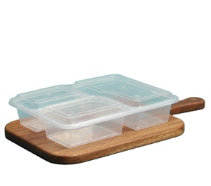 Reusable Meal Prep 3 Compartment Plastic Divided Lunch Containers Bento Lunch Box With Lids