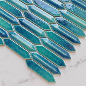 Ciel étoilé couleur bleue forme de flèche <span class=keywords><strong>Chevron</strong></span> mosaïque en céramique dosseret <span class=keywords><strong>carrelage</strong></span> <span class=keywords><strong>mural</strong></span> de cuisine - Product Image 4