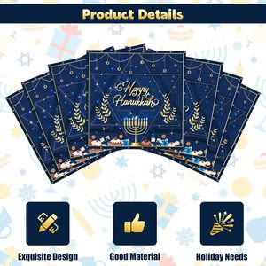 Tovaglioli di Carta Usa e Getta per Hanukkah, Decorati con Menorah Blu, per Cene e Pranzi, Ideali per la Festa delle Luci di Hanukkah - Product Image 4