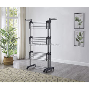 Tendedero de Ropa Plegable Vertical de Metal Desmontable, Tendederos Retráctiles con Zapatero, Diseño Funcional <span class=keywords><strong>ISA</strong></span>-M6033C - Product Image 3