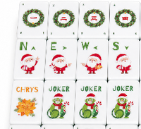 2026 Original Mahjong Américain Pliable Moderne Thème Noël Père Noël, Tuiles en Acrylique Transparent à Paillettes, Qualité Premium Luxe, pour Voyage et Famille