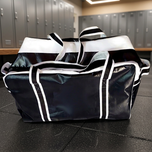 Bolsa de Lona de Poliéster Negra y Blanca de Gran Capacidad con Cierre de Cremallera, para Viajes, Deportes y Almacenamiento, con Asas Ajustables - Product Image 3