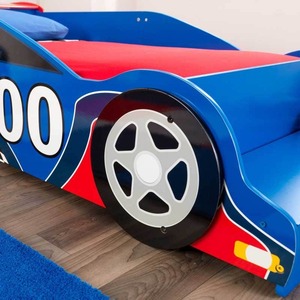 Lit enfant en forme de voiture de course, lit enfant en bois avec barrières de sécurité, lit enfant dessin animé pour garçons, chambre et salle de jeux - Product Image 5