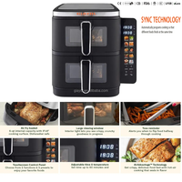 Nouveau luxe intelligent contrôle numérique Double pile en acier inoxydable Air friteuse four grande capacité 12L multi-fonction électrique