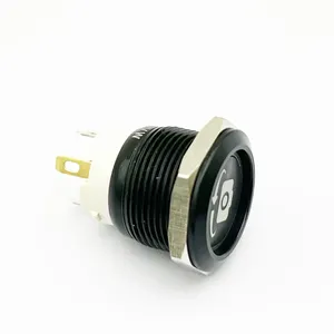สวิตช์ปุ่มกดโลหะ19มม. สวิตช์ปุ่มกดอะลูมิเนียมสีดำพร้อม<span class=keywords><strong>สัญลักษณ์</strong></span>ปิดเสียงแบบกำหนดเอง - Product Image 4