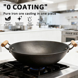 Cocina de gas Wok de dos orejas de hierro fundido de 32cm adecuada para restaurante chino - Product Image 4